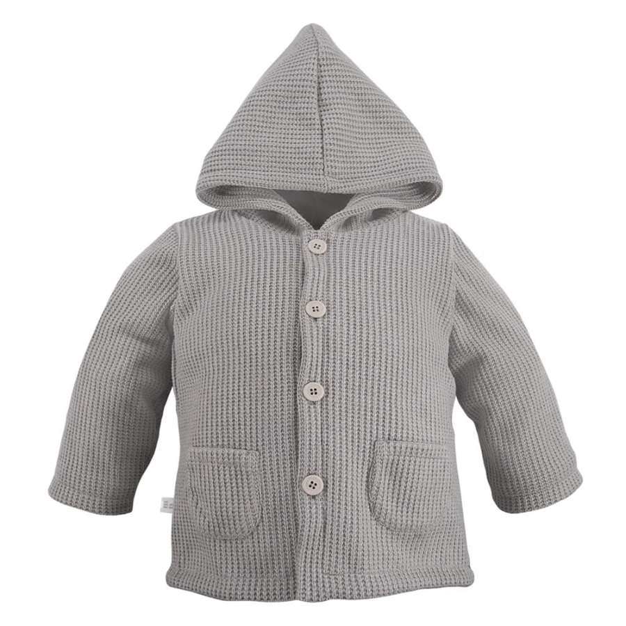 Sweter dziecięcy rozpinany z kapturem szary