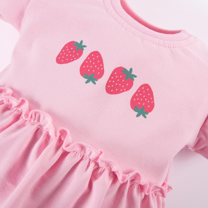 Bluzka dziecięca różowa z falbaną i ozdobnymi rękawkami