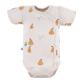 Body dziecięce kopertowe ecru w gruszki