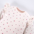 Body dziecięce ecru z długim rękawem w truskawki