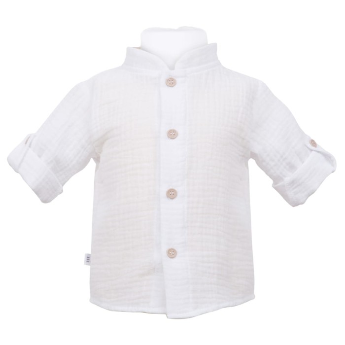 White muslin shirt with mandarin collar