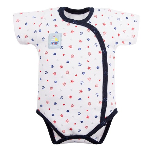 Cardigan bodysuits with marine pattern white
