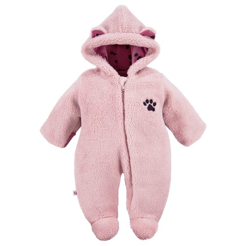 Hooded pramsuit from teddy material pink