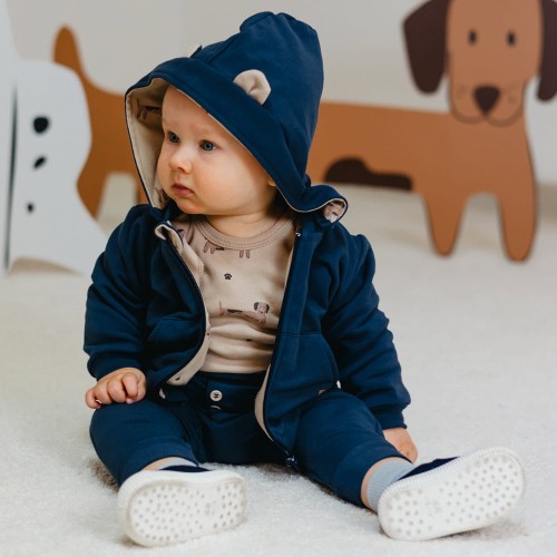 Tracksuit with beige linning navy blue
