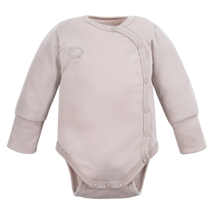 Cardigan baby body from merino wool beige