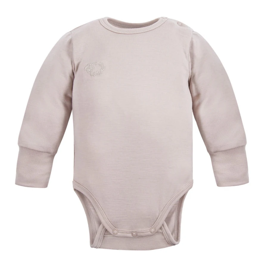 Baby body from merino wool beige