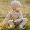 Beanie from merino wool beige
