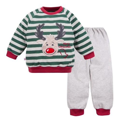 Christmas pajamas with reindeer green
