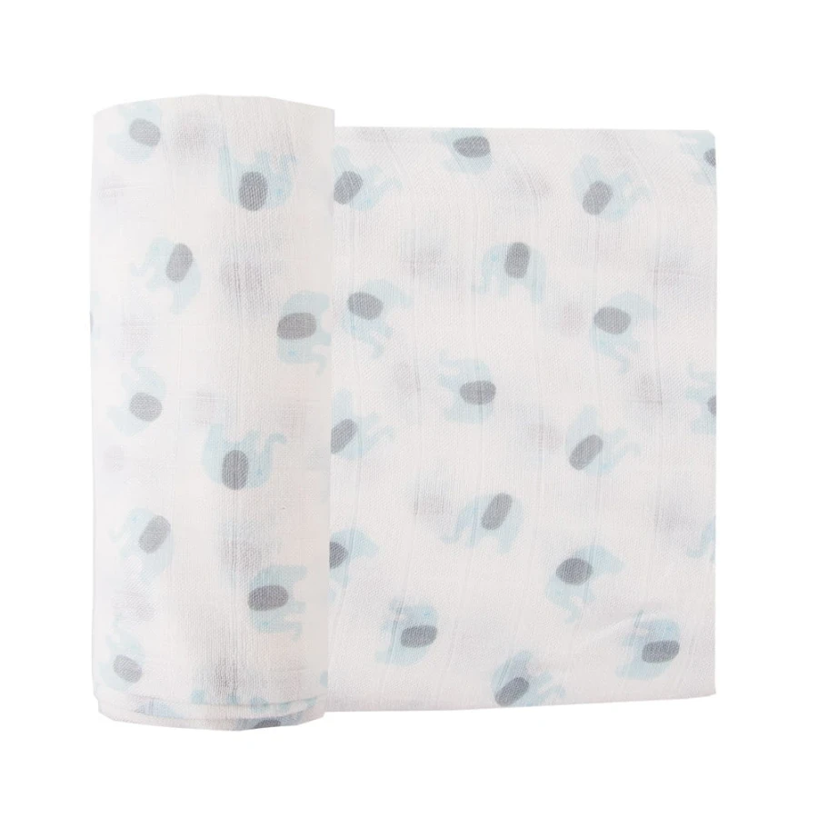 White bamboo wrap with teddies 120x120cm