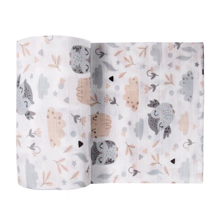 Pielucha tetrowa biała zwierzątka 70x80