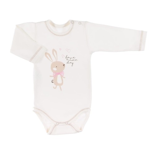 Bodysuit long sleeve FLUFFY bunny ecru 092